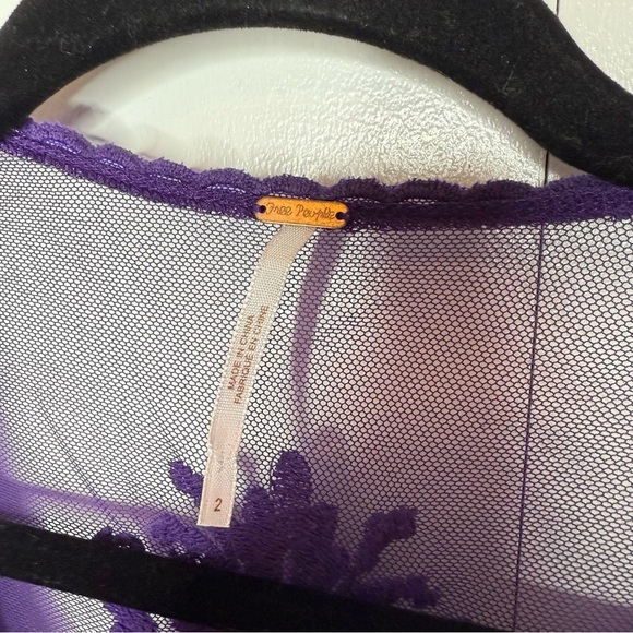 Free People Reign Over Me Purple Violet Lace Overlay Mini Dress - Size 2 - Picture 4 of 12